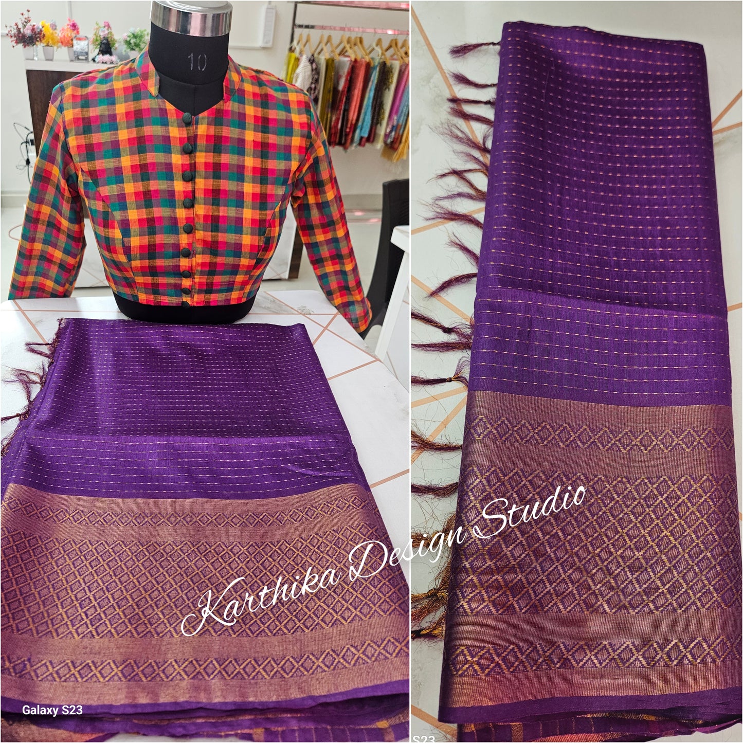 Voilet Mangalagiri silk saree