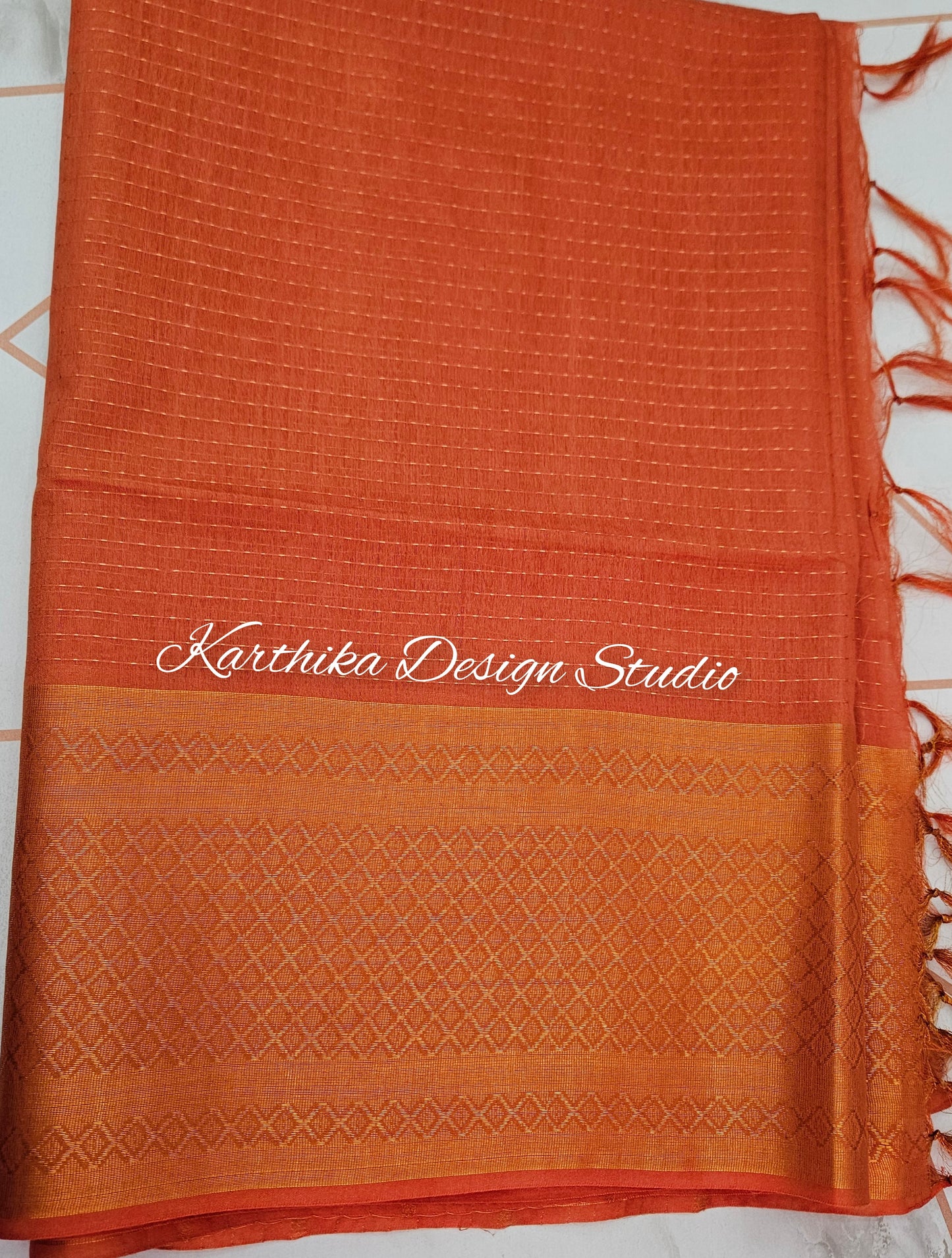 Orange Mangalagiri silk saree