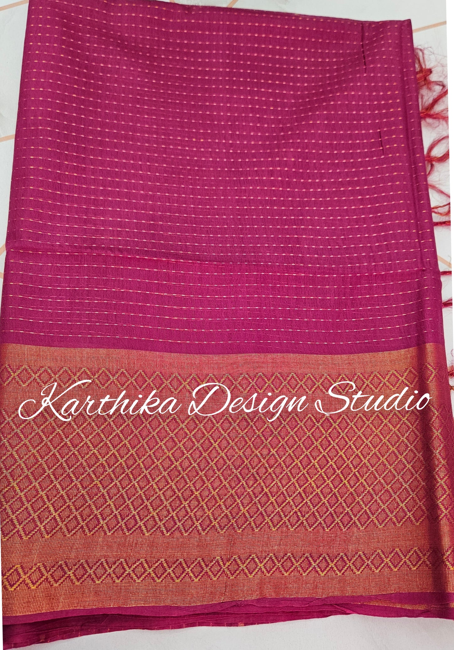 Hot pink Mangalagiri silk saree