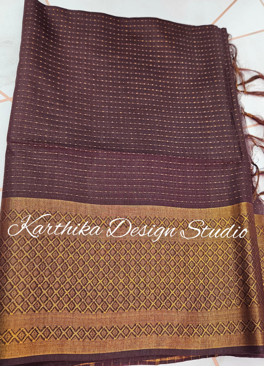 Chocolate Brown Mangalagiri silk saree