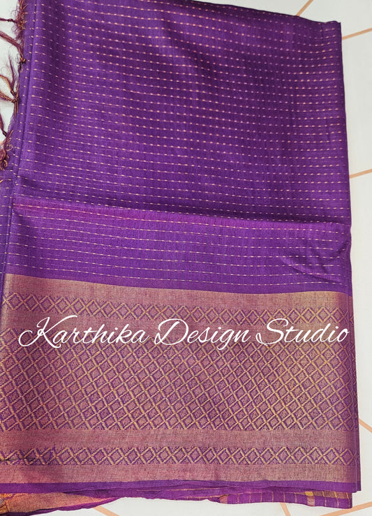 Voilet Mangalagiri silk saree