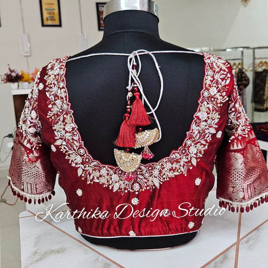 Zardosi and stone work on silk Blouse