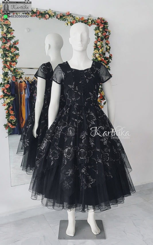 Premium embroidered net frock