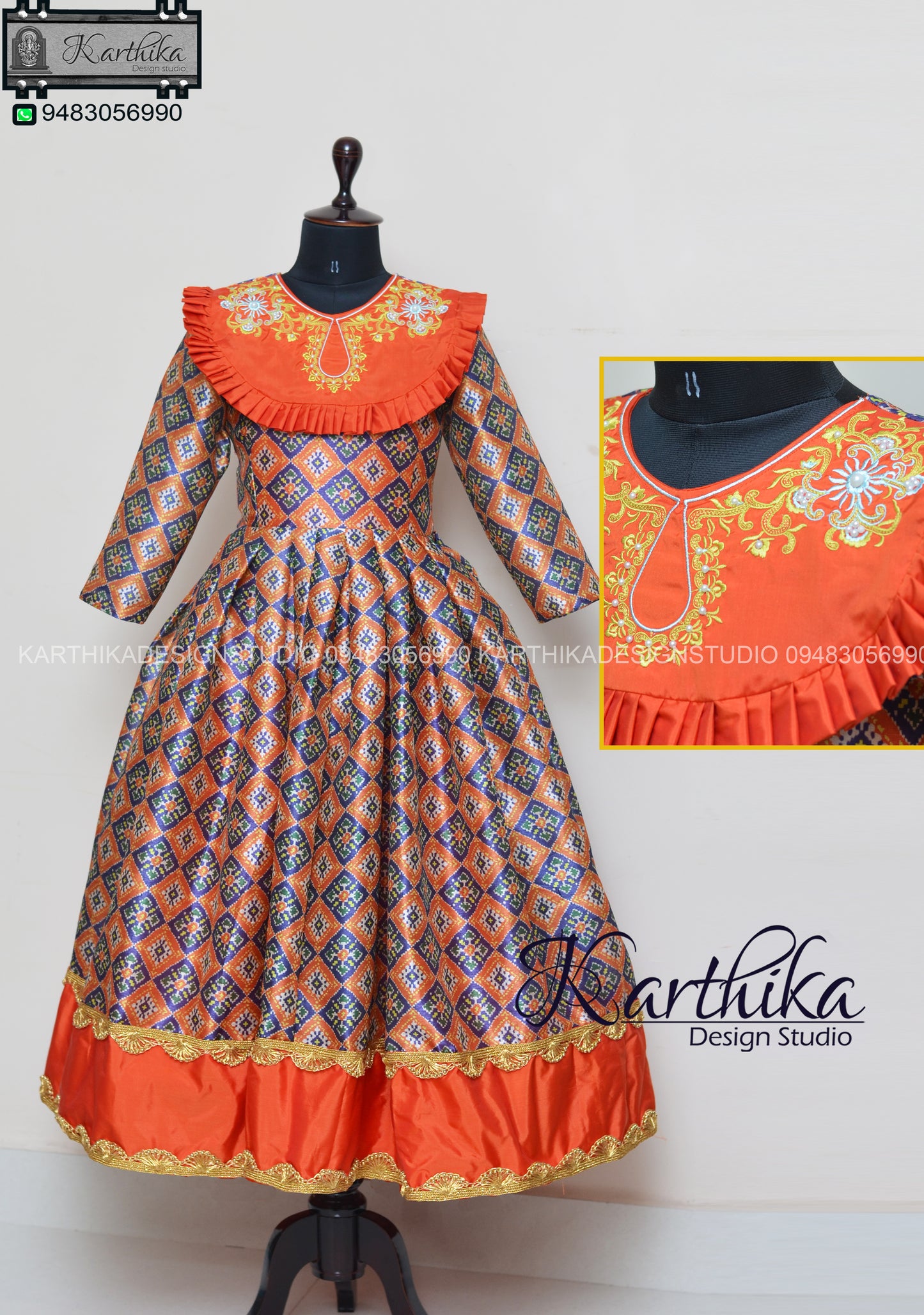 Tussar silk patola frock