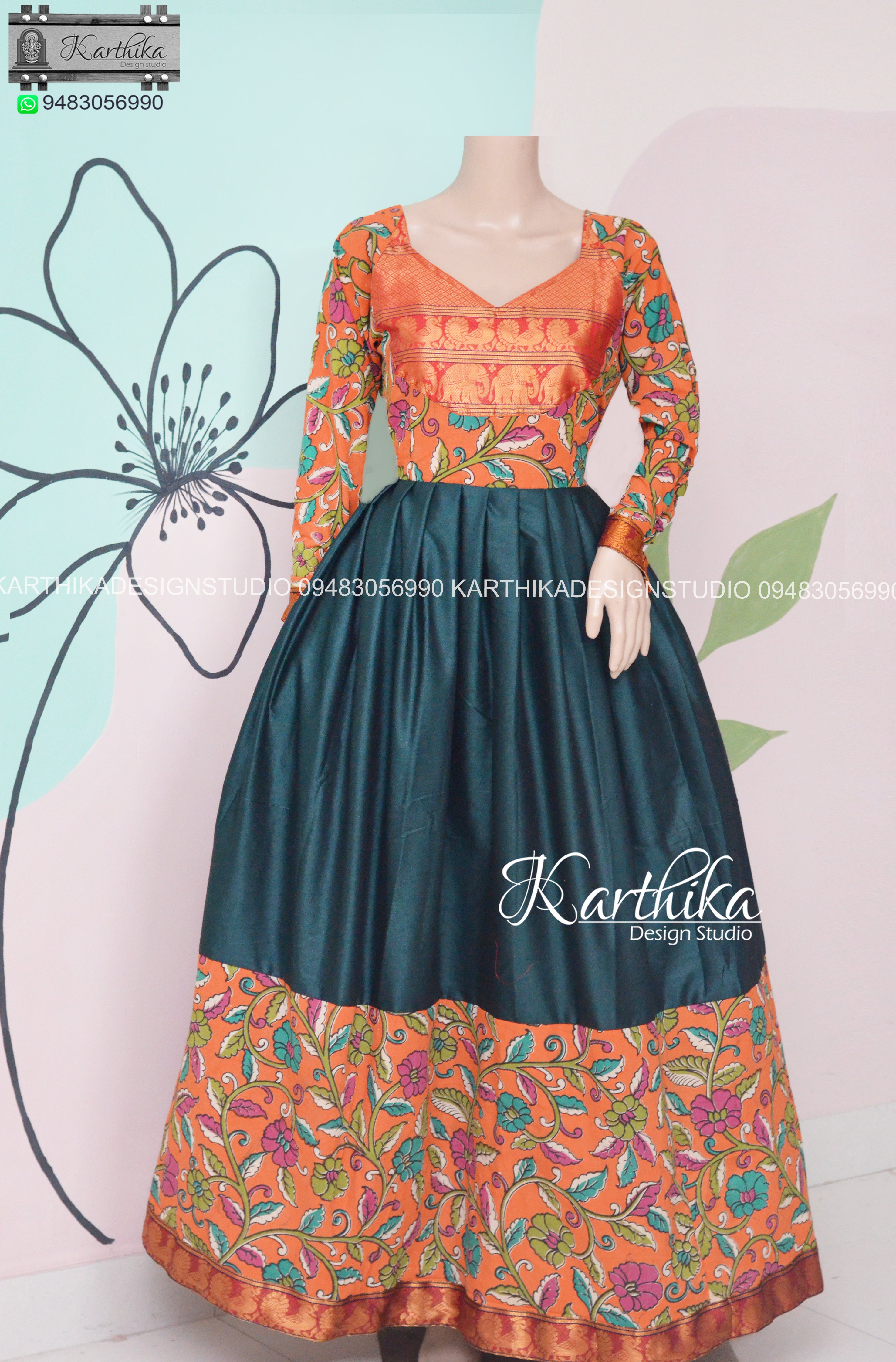reginagorvat | Kalamkari dresses, Long dress design, Party wear dresses