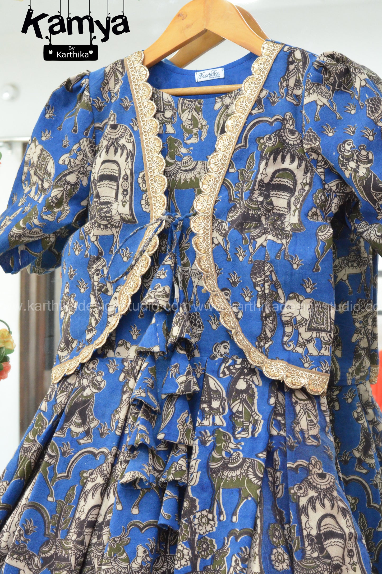Kalamkari cotton frock with coat