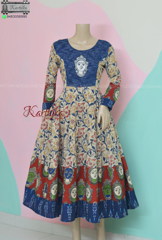 Ikkat and kalamkari kurthi