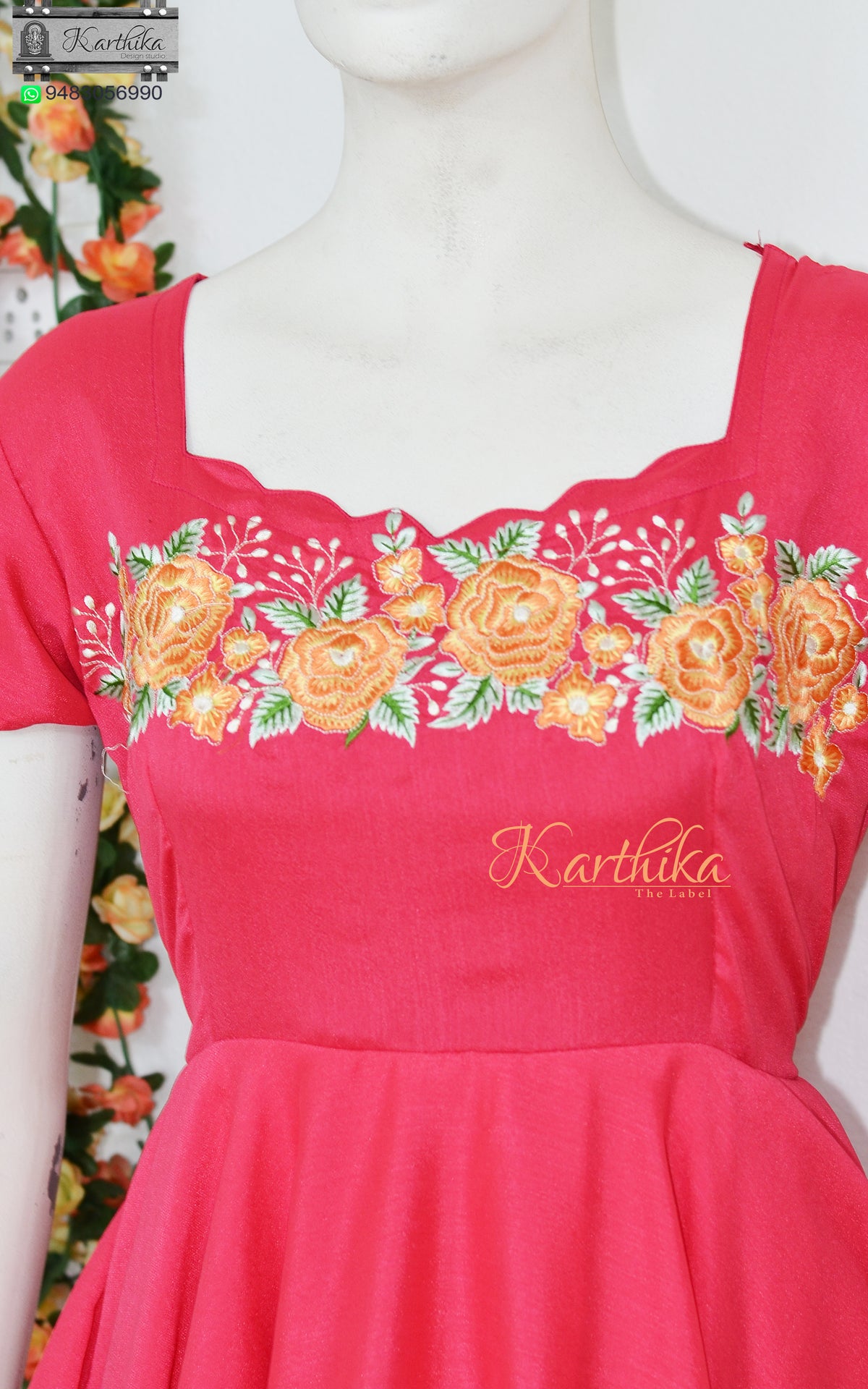Embroidered kashmiri silk layered frock