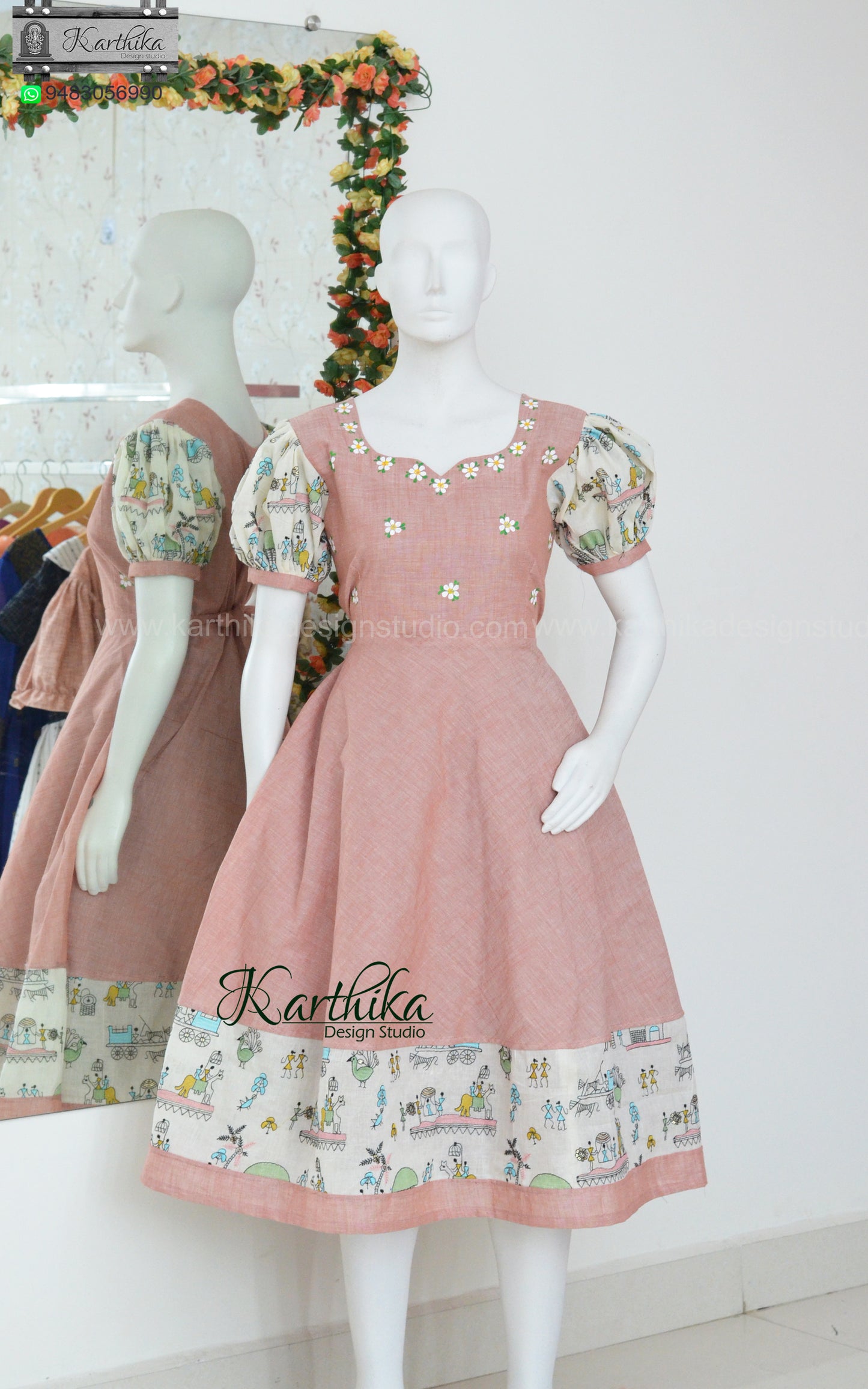 Embroidered Kora cotton frock