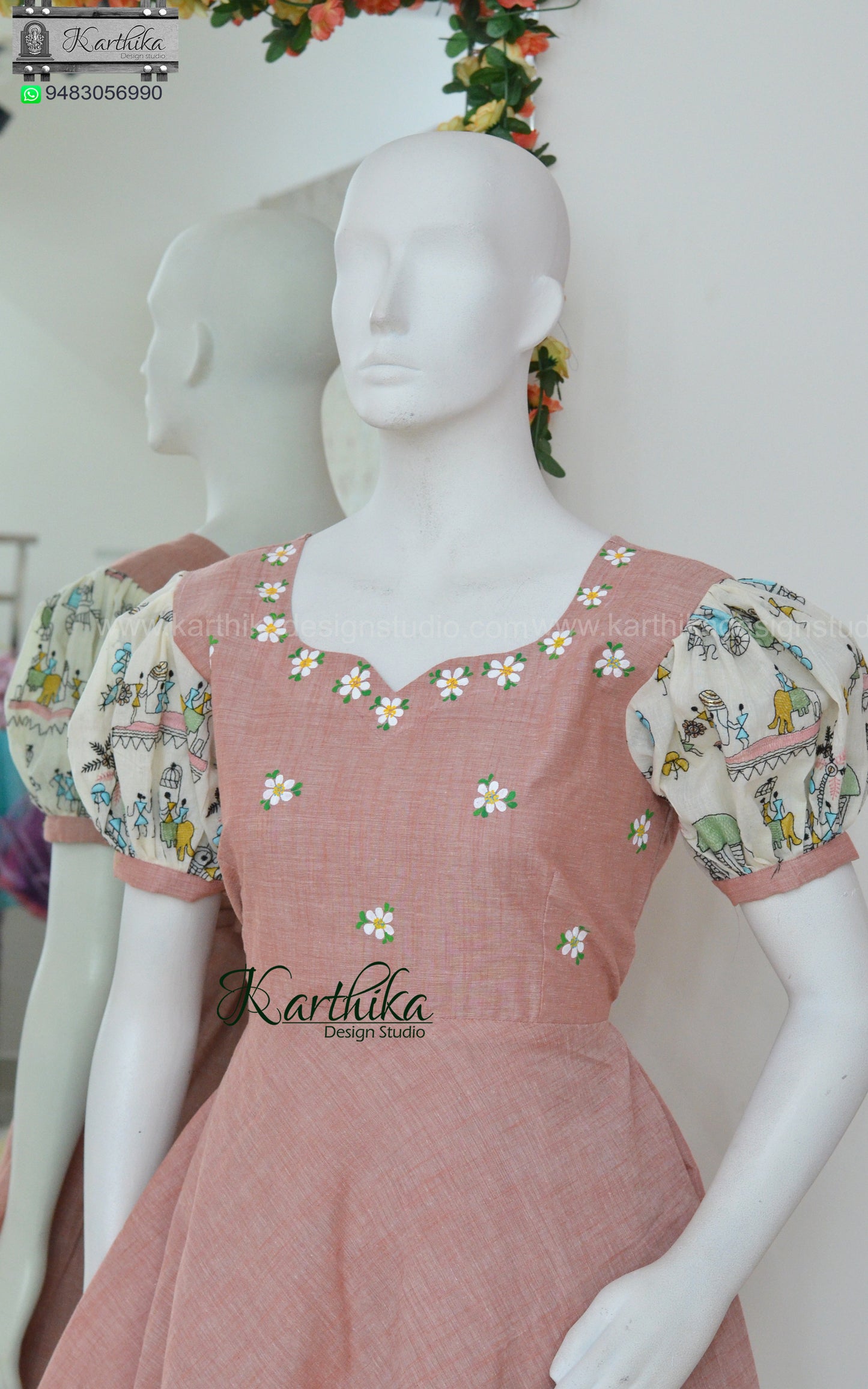 Embroidered Kora cotton frock