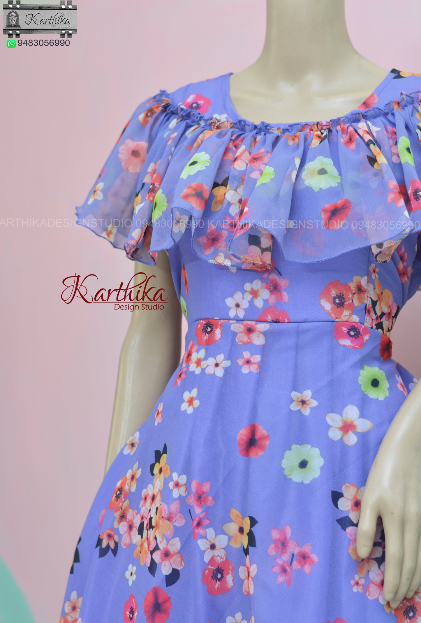 Lavender floral georgette frock