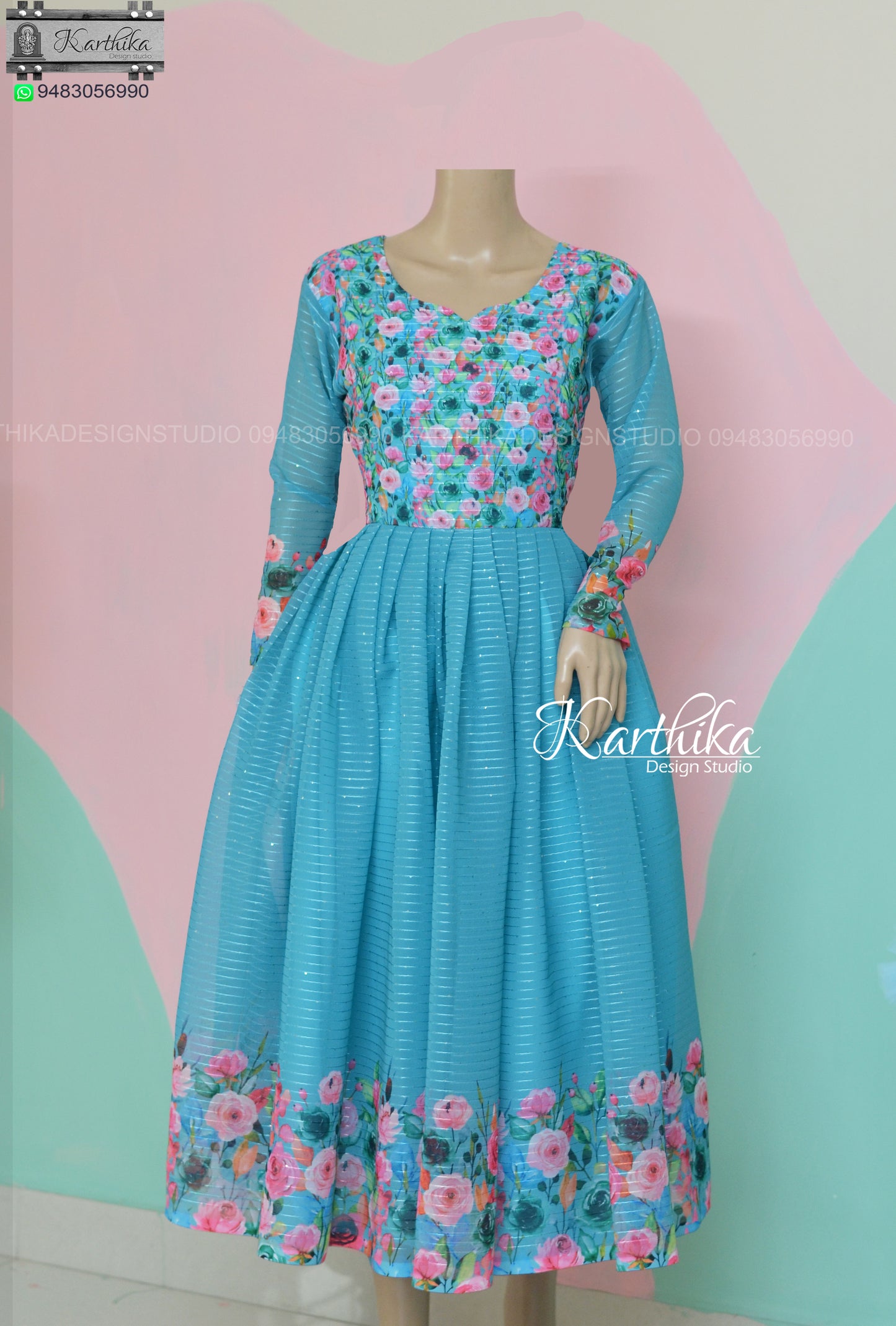 Light blue Floral georgette frock