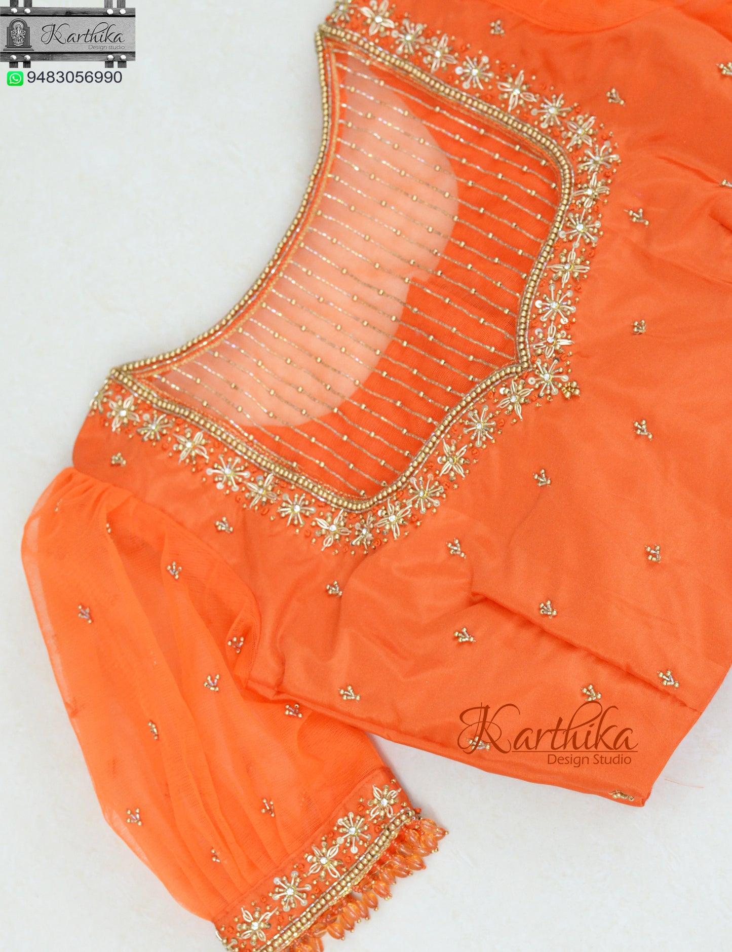 Zardosi and pearls work on cotton silk Blouse