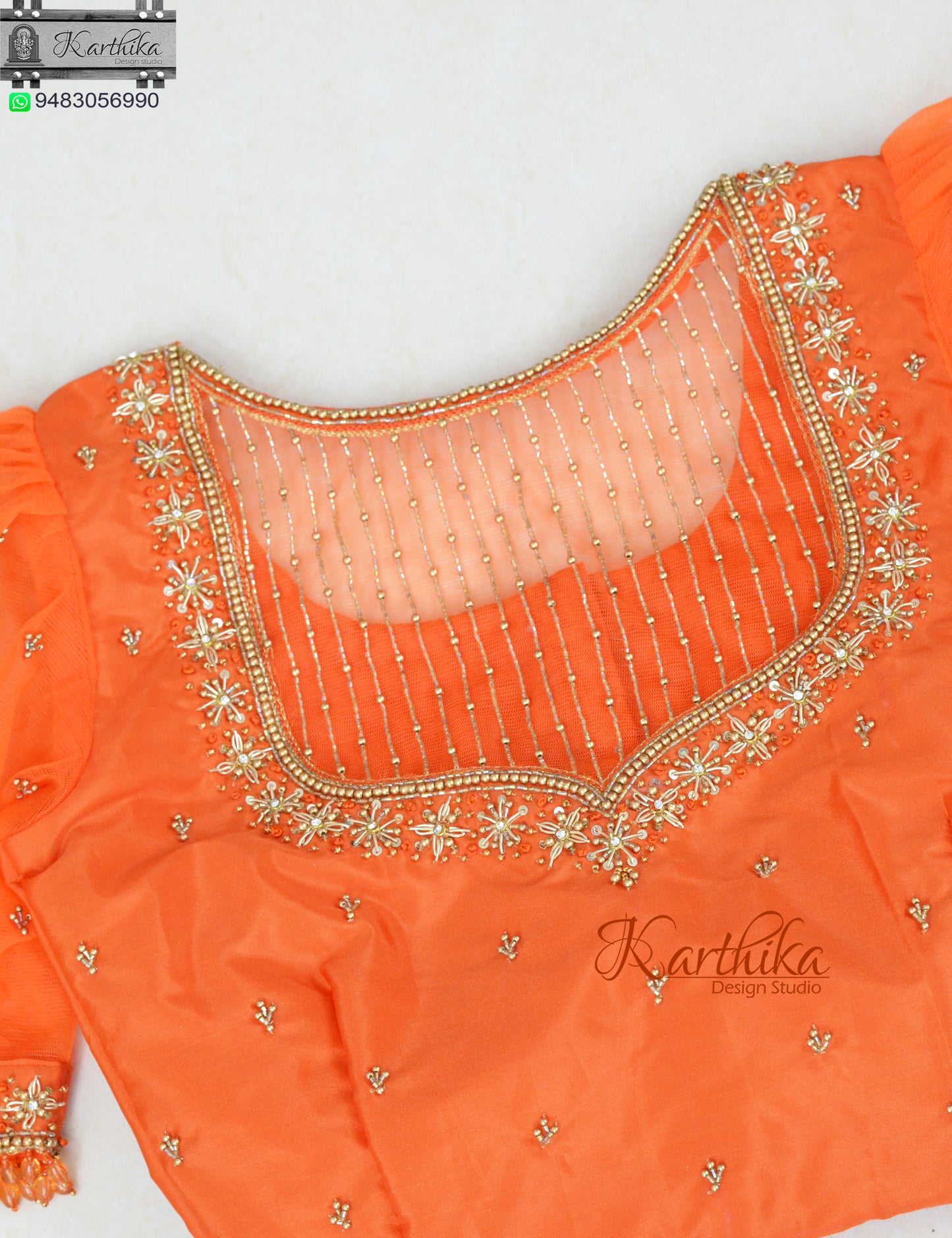 Zardosi and pearls work on cotton silk Blouse