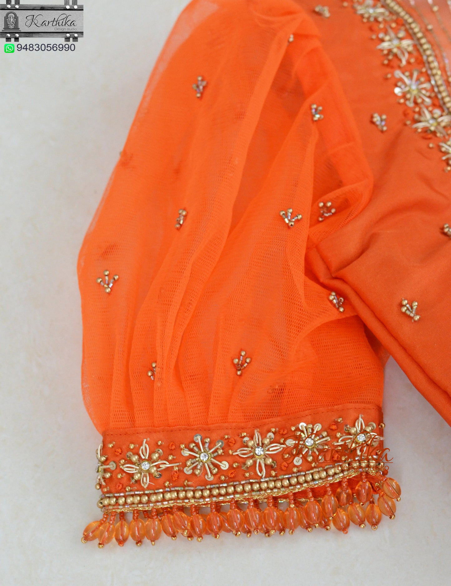 Zardosi and pearls work on cotton silk Blouse