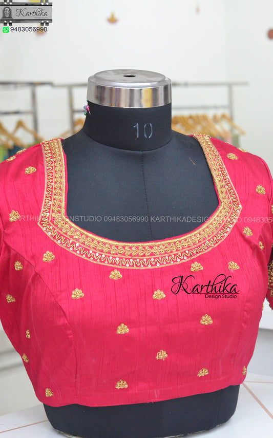 Zardosi and stone work on Raw silk Blouse