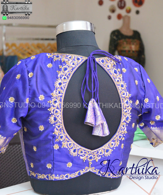 Zardosi and bead work on silk Blouse