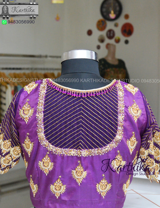 Zardosi and bead work on silk and net blouse