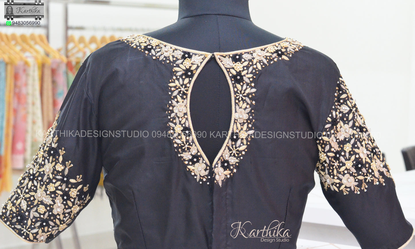 Cotton silk blouse with maggam work