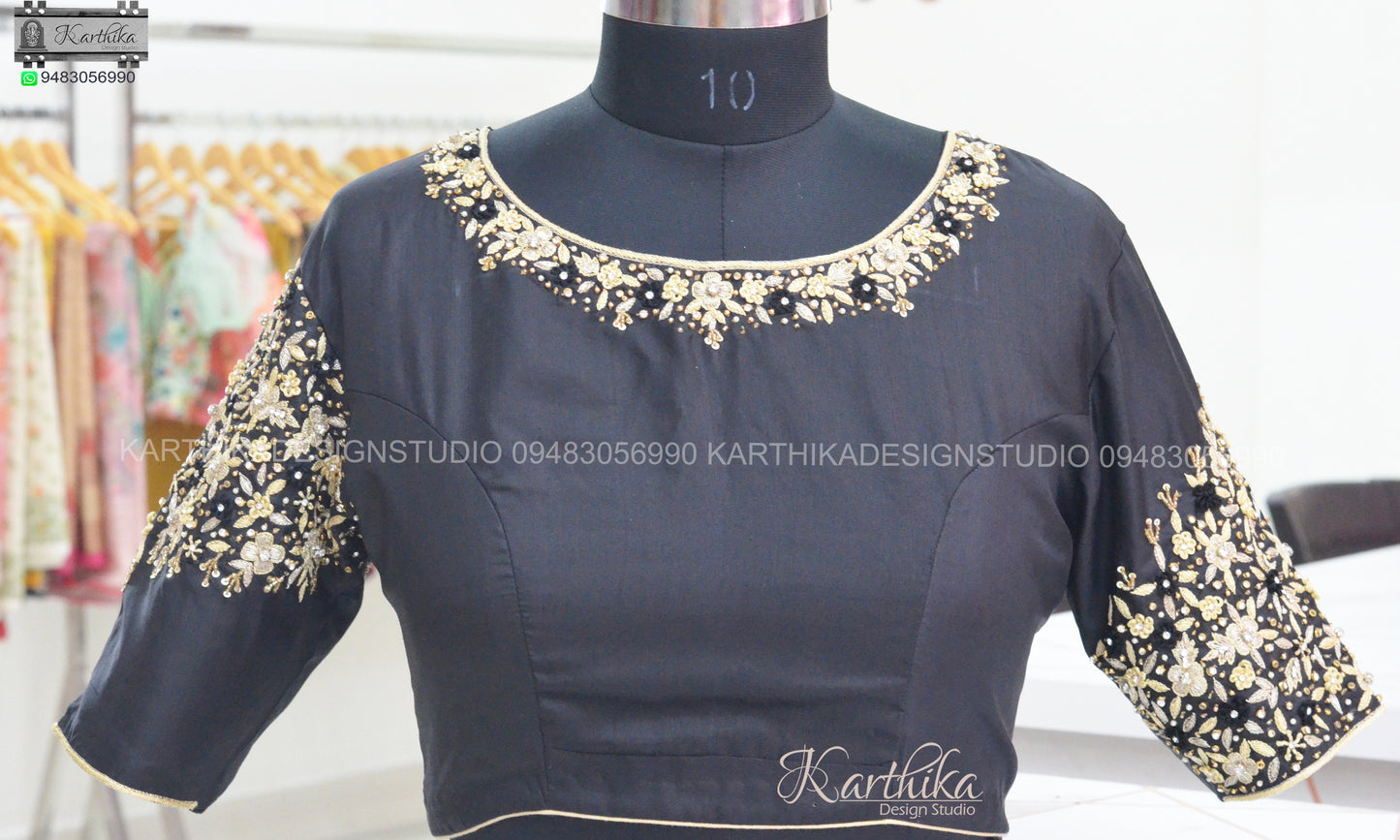 Cotton silk blouse with maggam work