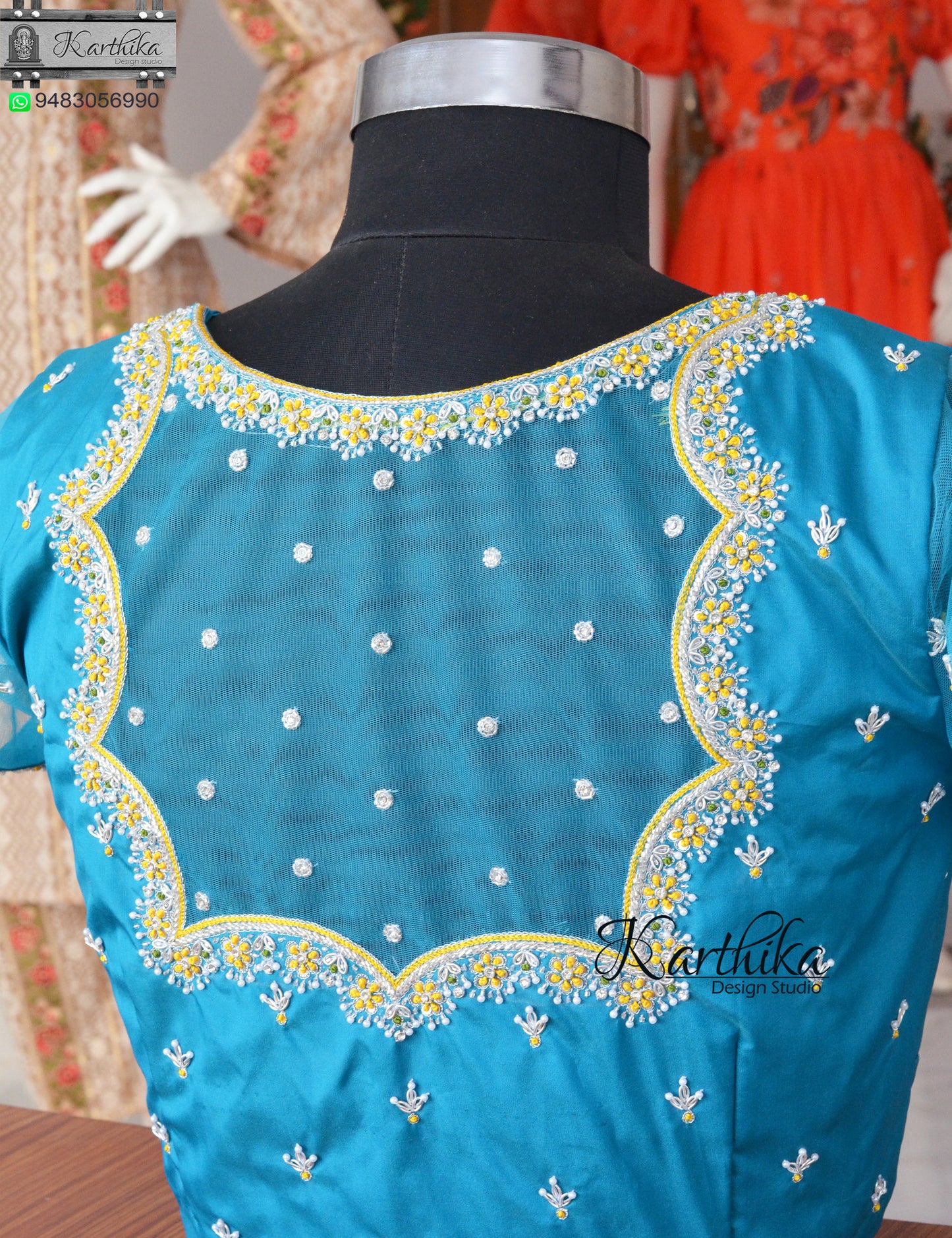 Zardosi and pearls work on cotton silk Blouse