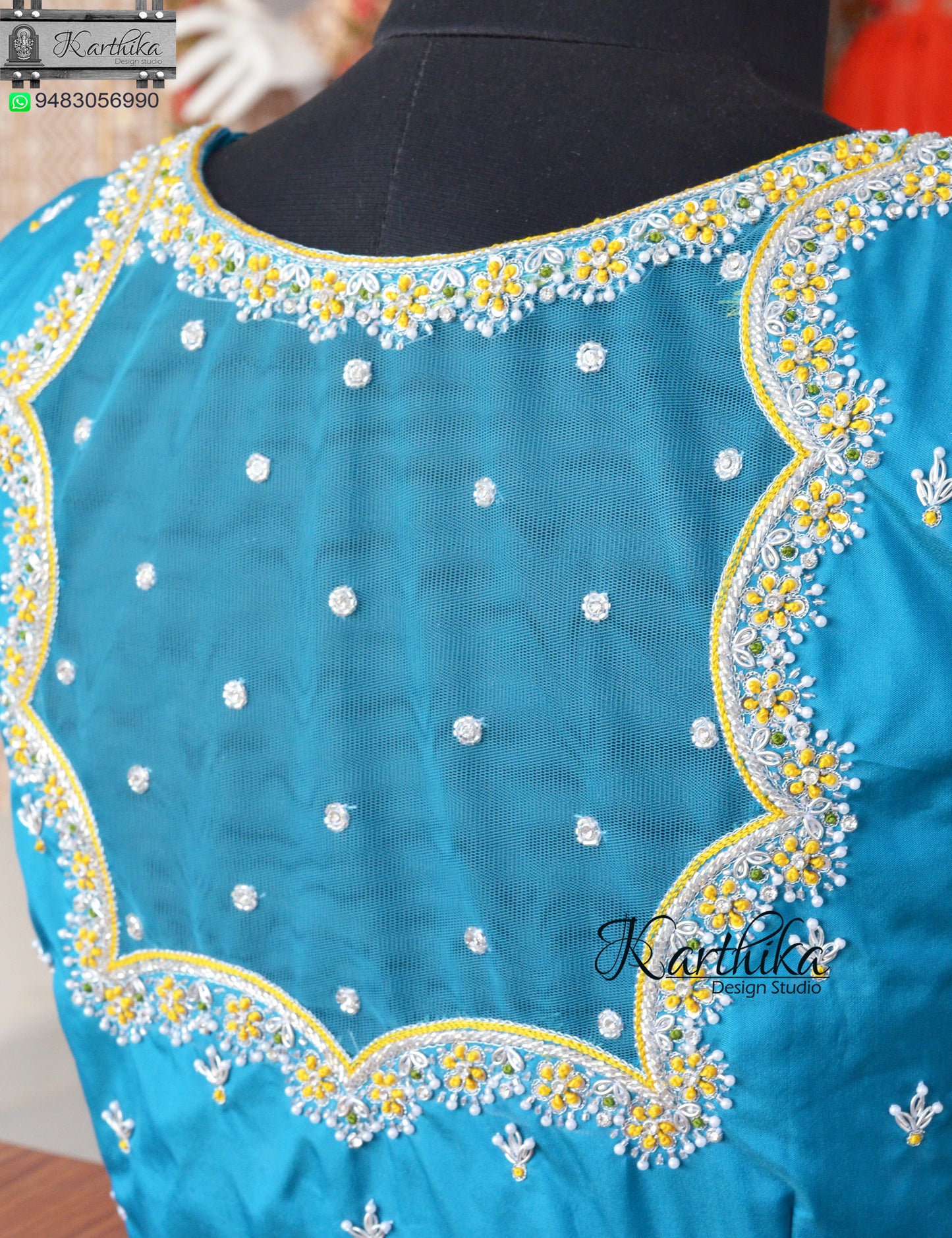 Zardosi and pearls work on cotton silk Blouse