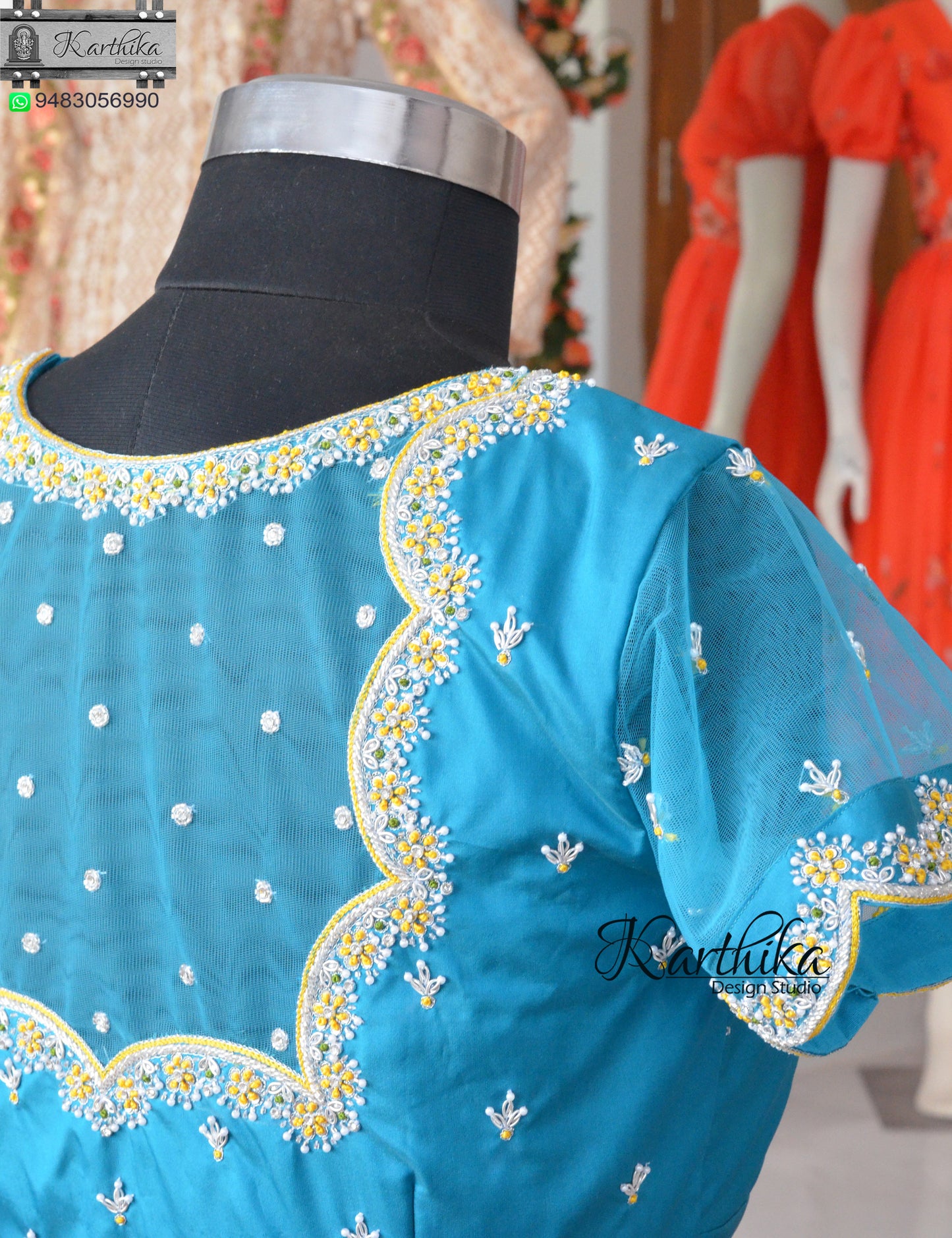 Zardosi and pearls work on cotton silk Blouse