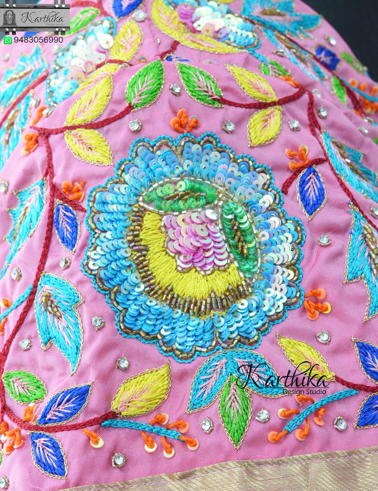 One side Sequins work on cotton silk Blouse