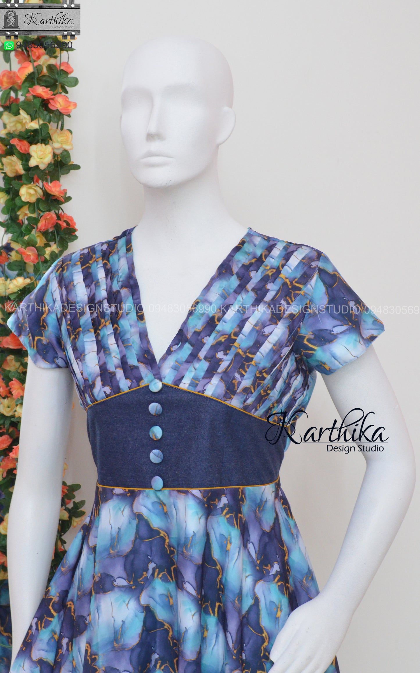 Marble print satin frock