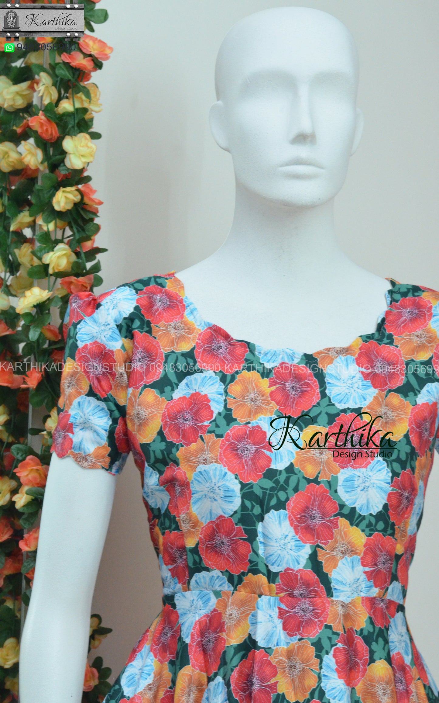 Multicolor Satin floral frock