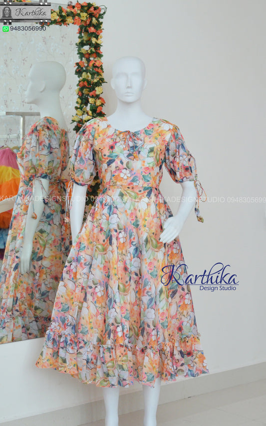 Multicolor floral georgette frock