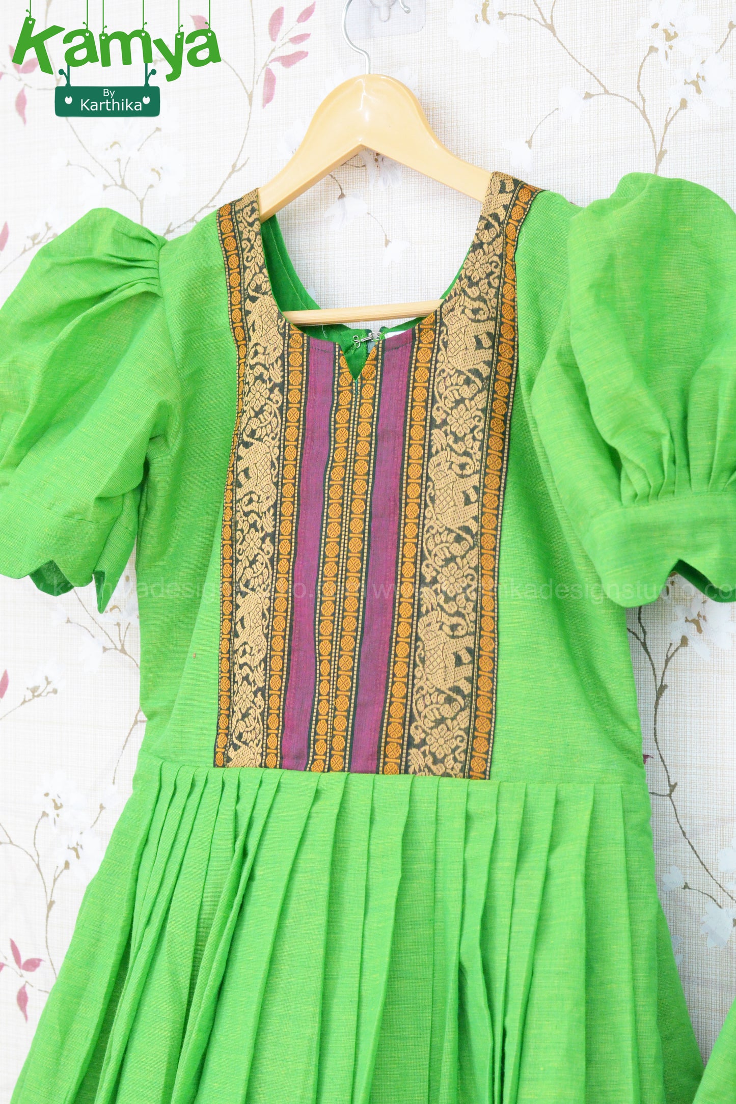 Green Narayanpet cotton frock