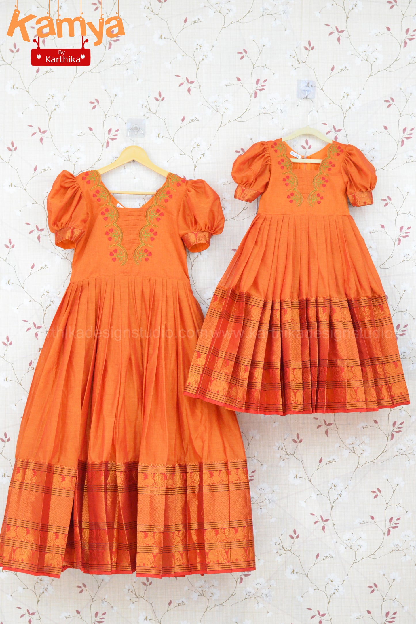 Floral Embroidered Narayanpet cottonfrock