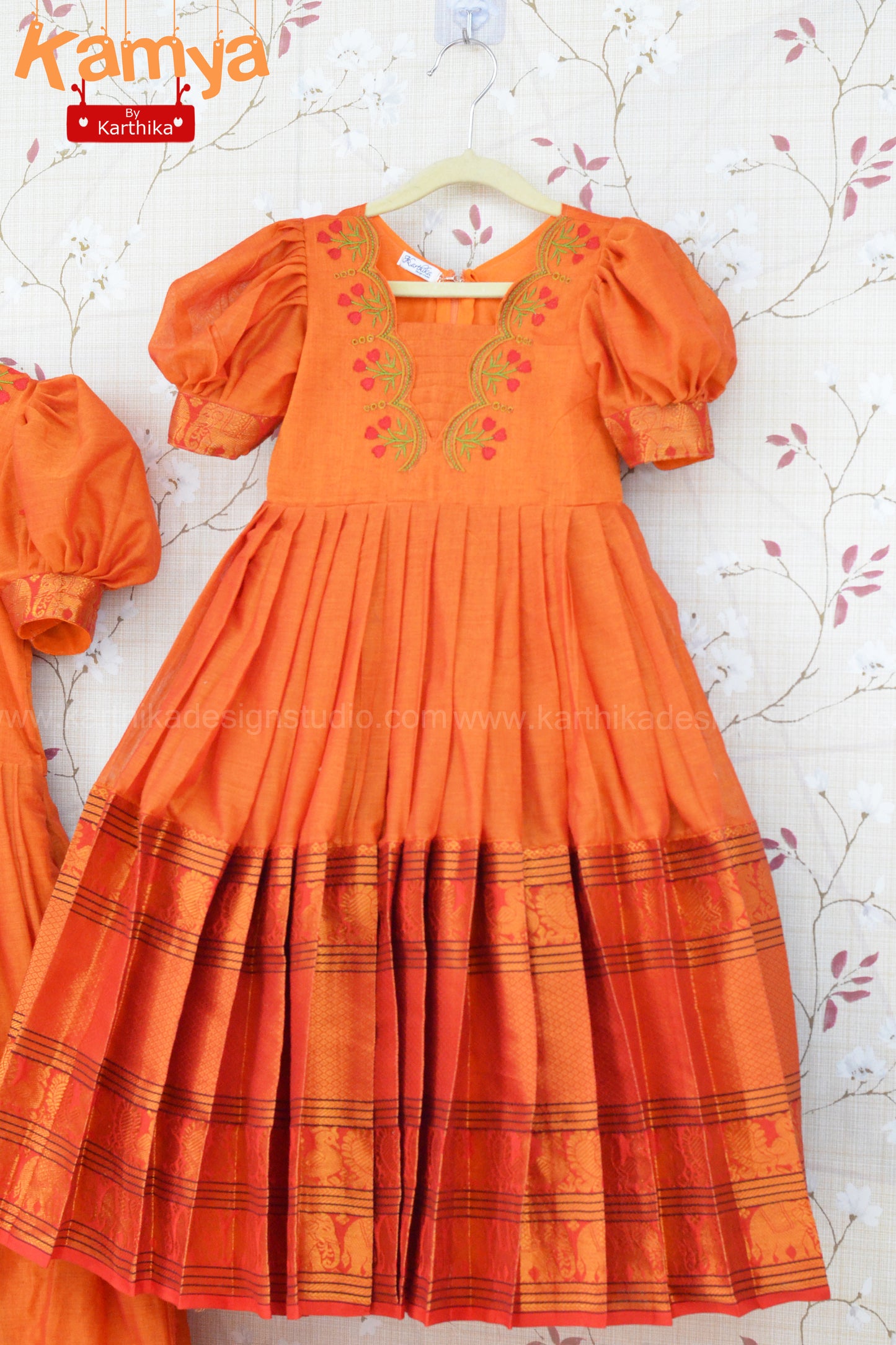 Floral Embroidered Narayanpet cottonfrock