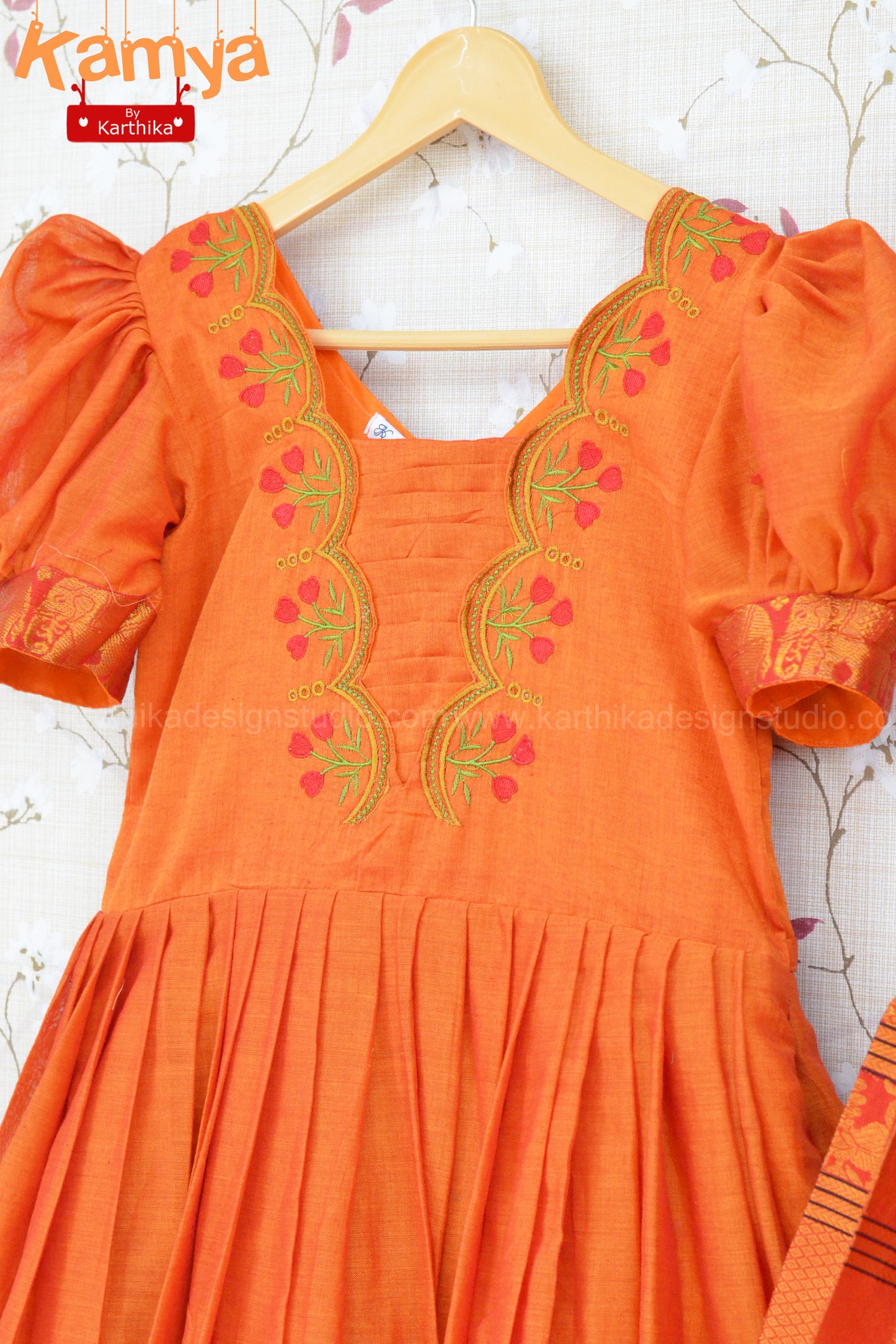 Floral Embroidered Narayanpet cottonfrock