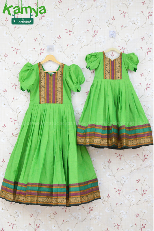 Green Narayanpet cotton frock