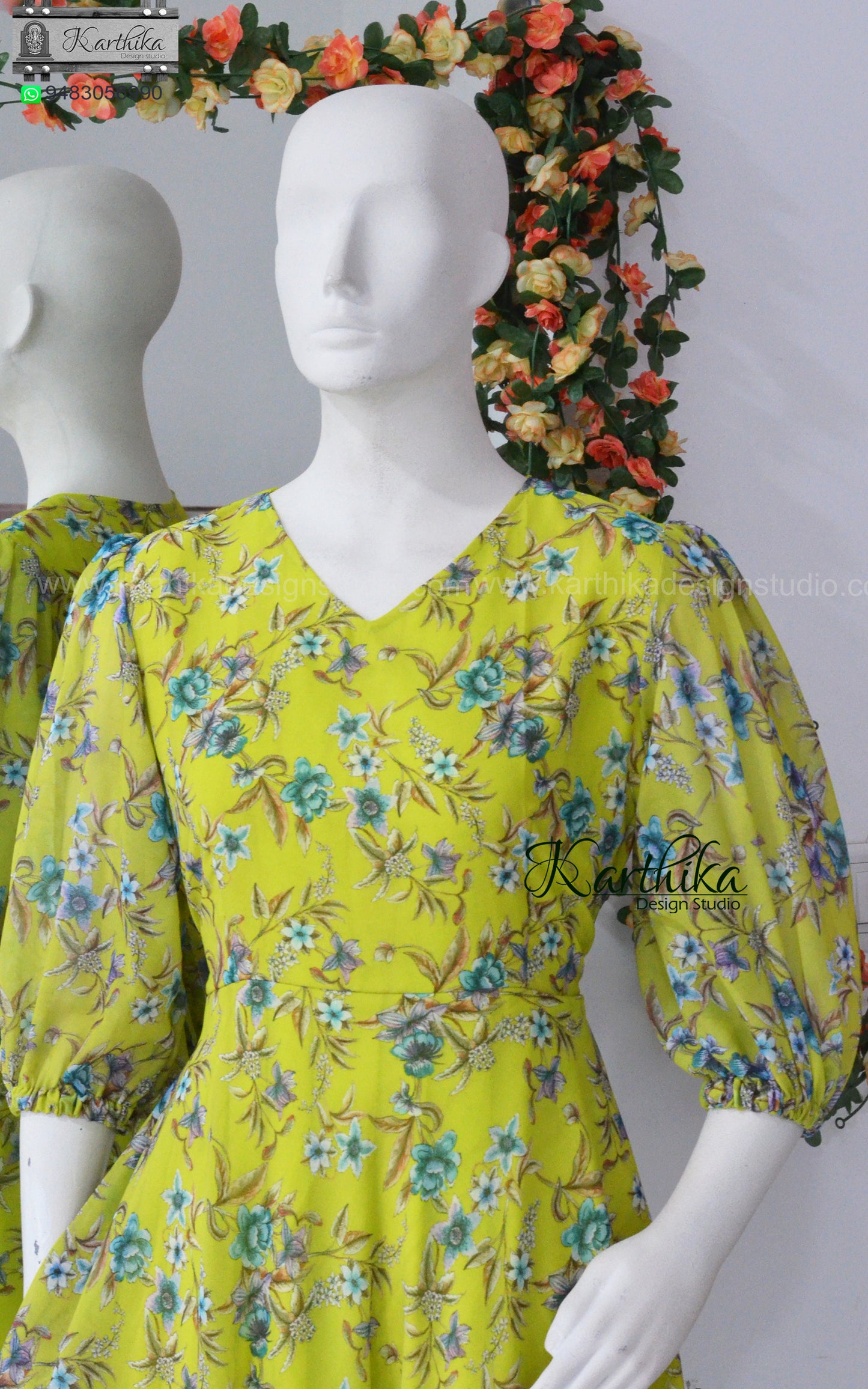 Neon Floral georgette frock