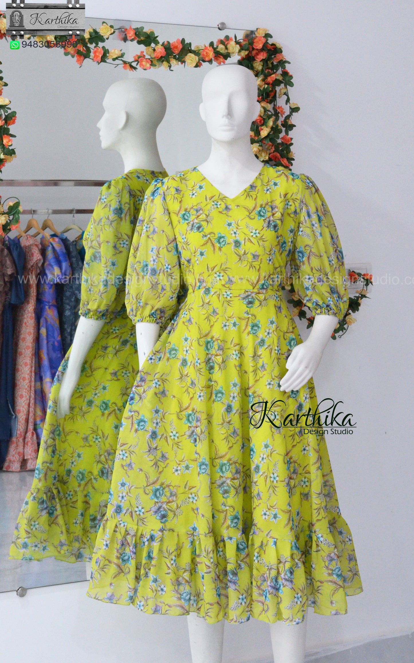 Neon Floral georgette frock