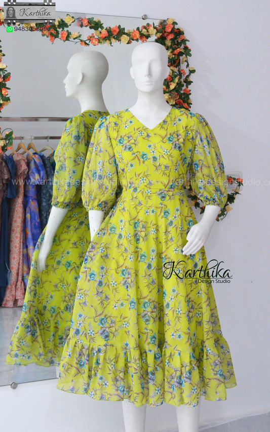 Neon Floral georgette frock