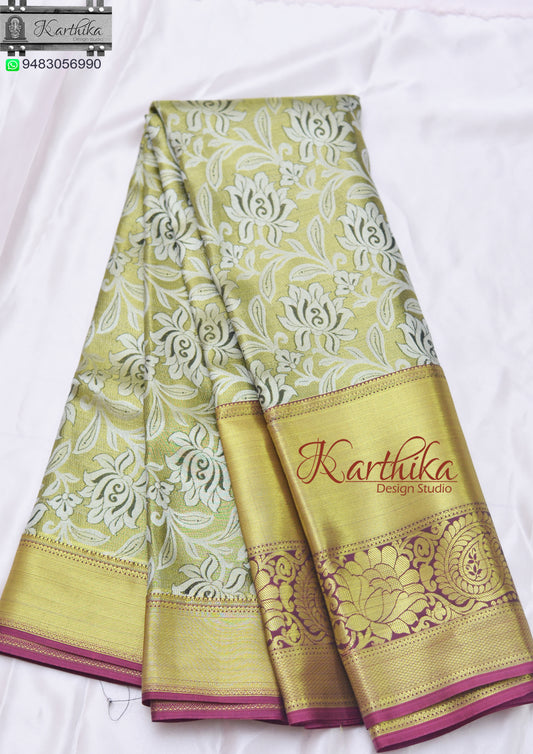 Soft silk saree-Olive green
