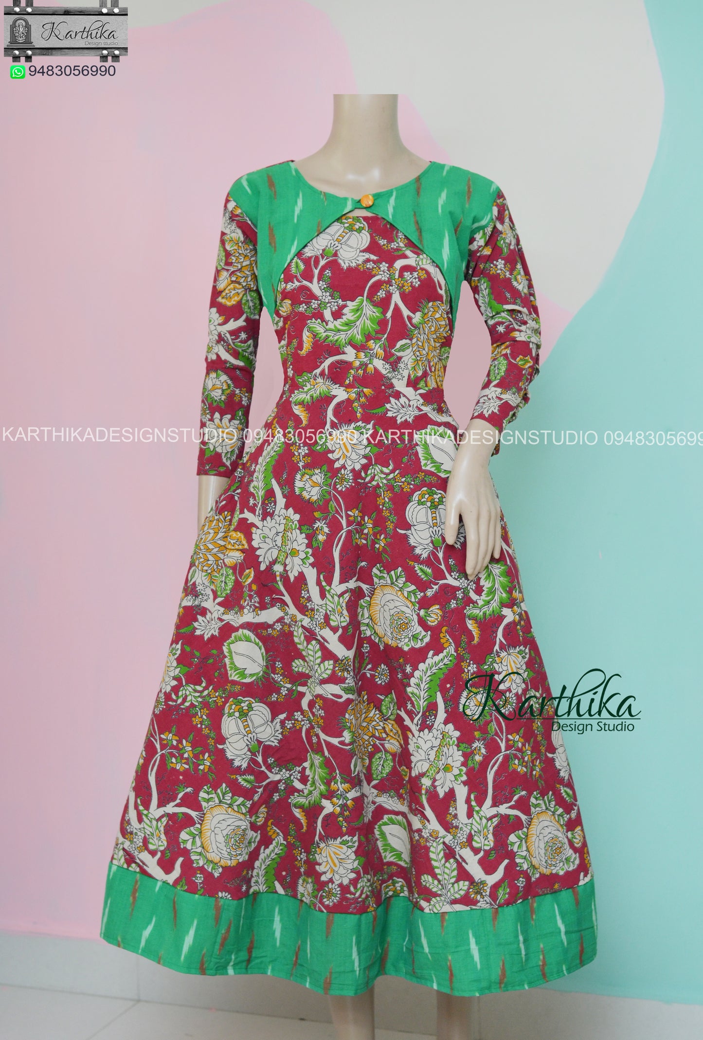 Pink kalamkari cotton kurthi