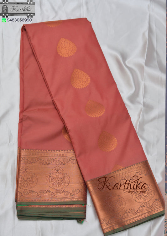 Peach soft silk saree