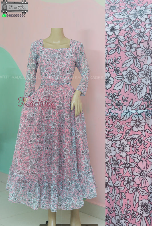 Pink Floral georgette frock