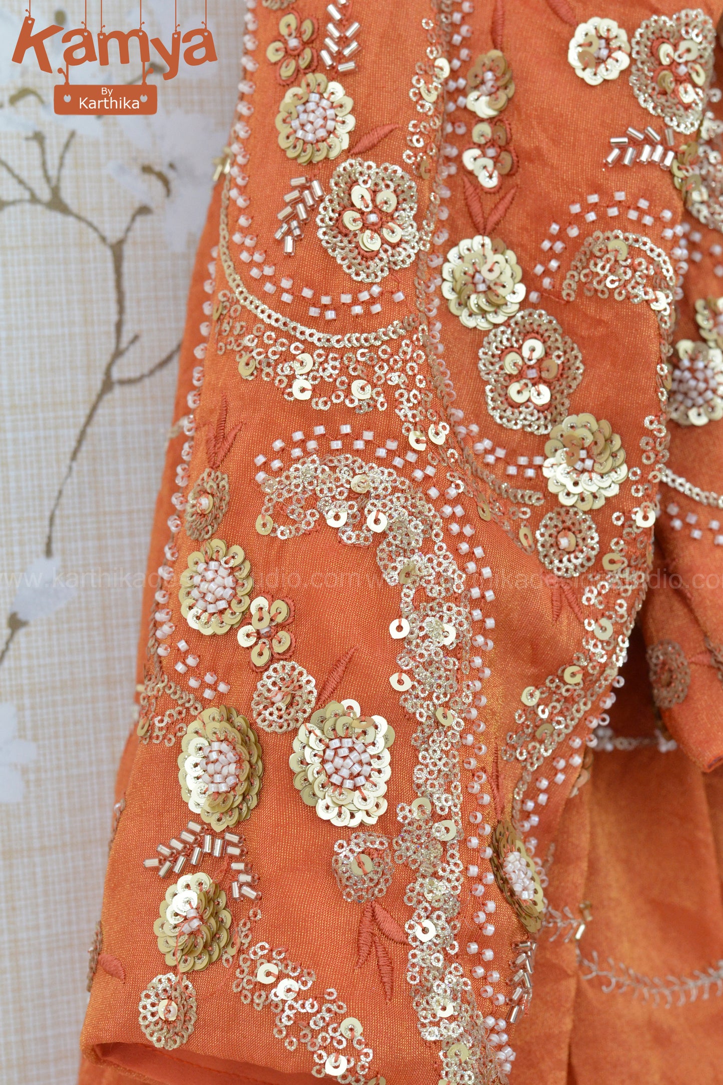 Premium embroidered tissue crop top lehenga
