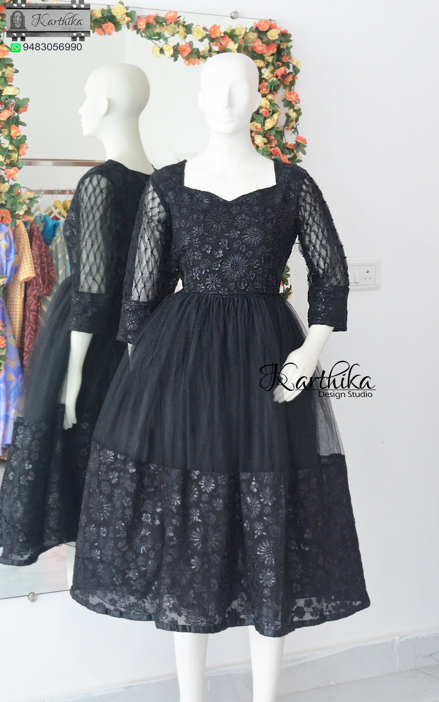 Premium embroidered black frock