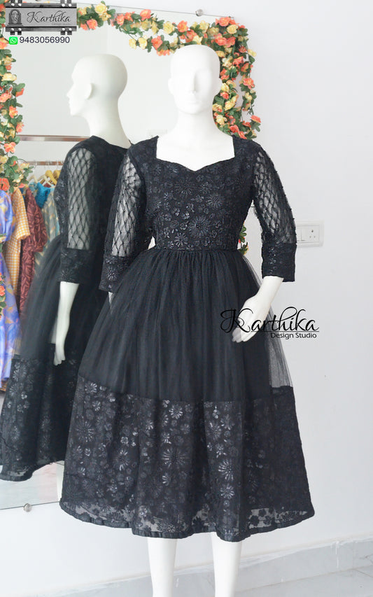Premium embroidered black frock