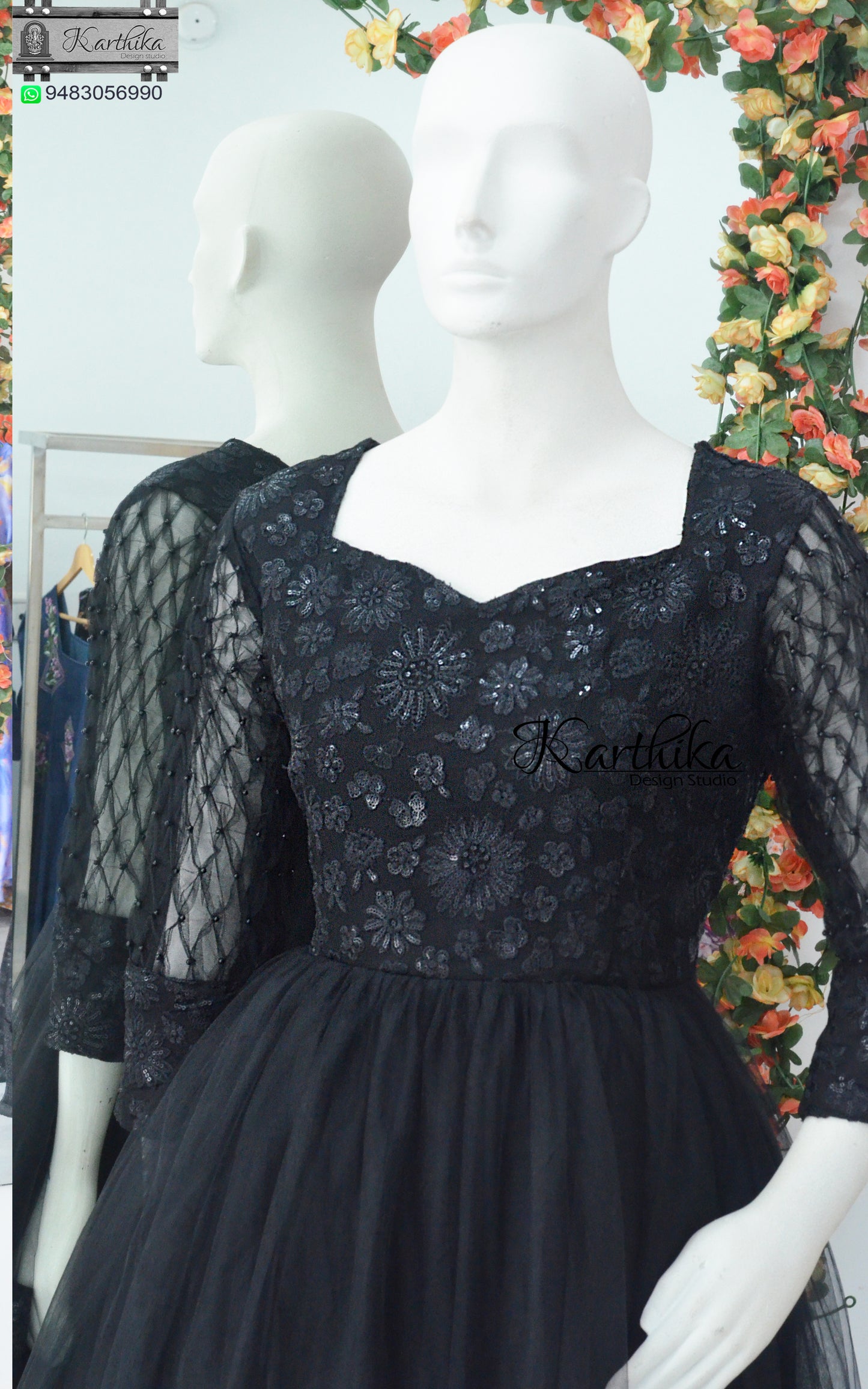 Premium embroidered black frock