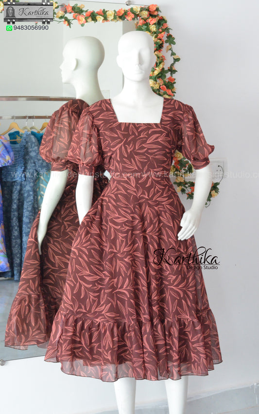 Brown georgette frock