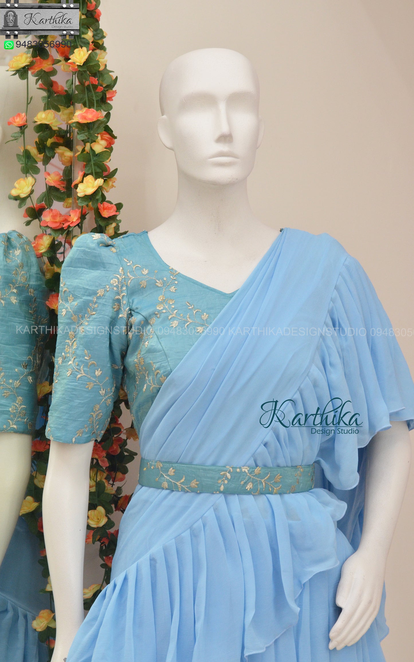 Pure georgette saree lehenga