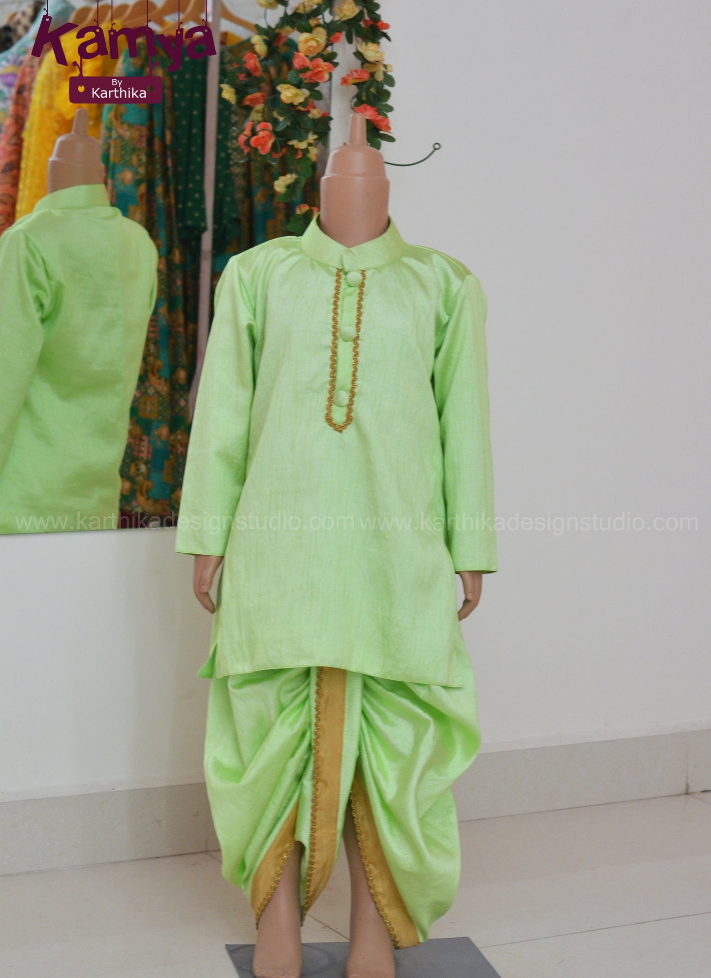 Raw silk kurtha pyjama with coat